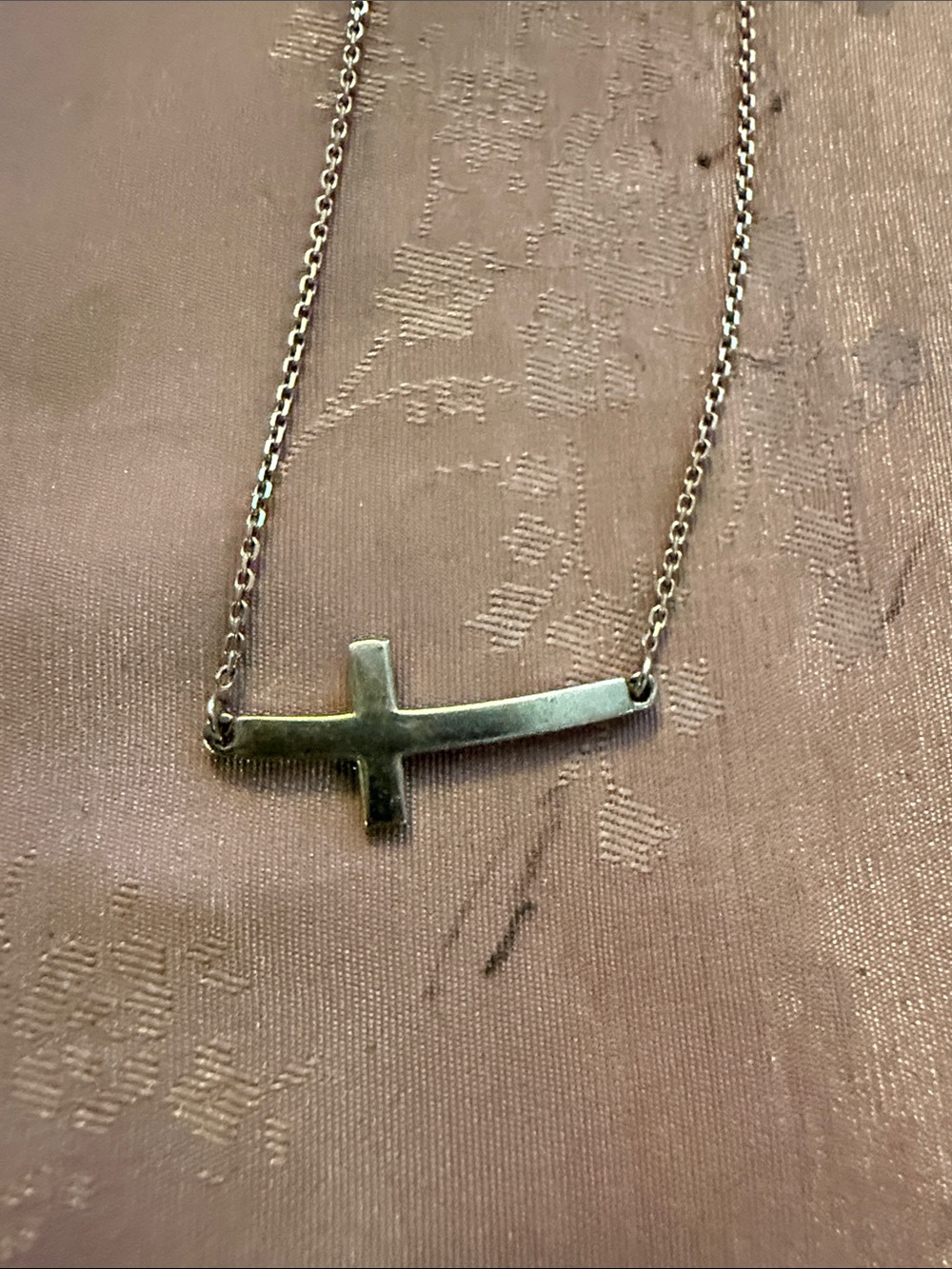 Horizontal Cross Pendant Necklace in sterling silver